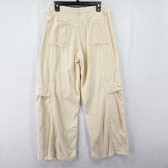 Urban Outfitters BDG Pants Corduroy Size 29 Cargo Wide Leg Baggy Yellow Ivory - Picture 2 of 13